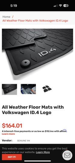 All Weather Floor Mats with Volkswagen ID 4 Logo New Original Boot Cover Lid Parcel Shelf VW ID 4 Black 11A867769