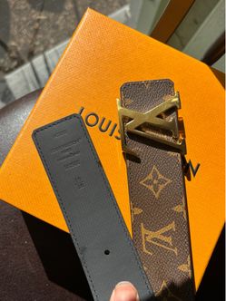Authorities Louis Vuitton Monogram Belt with Gold LV Buckle Size 36