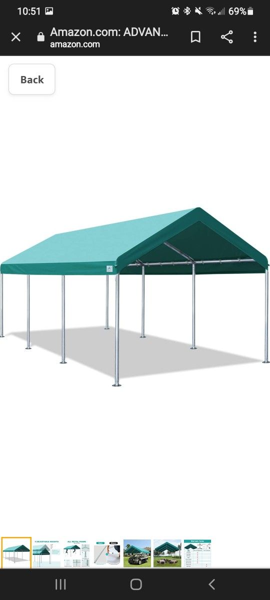 13 Ft W X 30 Ft L X 10 ft H - Heavy Duty Car Port Style Canopy