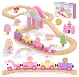 Unicorn Wooden Train Track Set for Kids