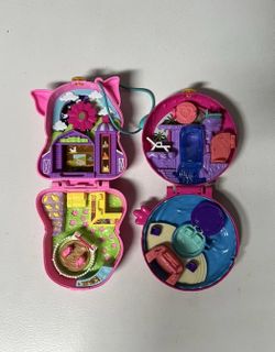 Polly Pocket Flamingo Surprise And  Farm Piggy Compact 2 Sets No Figures