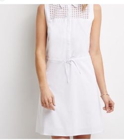 Forever 21 Sleeveless Midi White Dress Cotton Size S