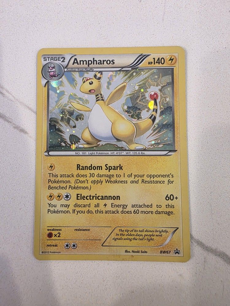 Pokemon Card - Ampharos Black and White Promos BW67 HOLO Promo - LP/NM