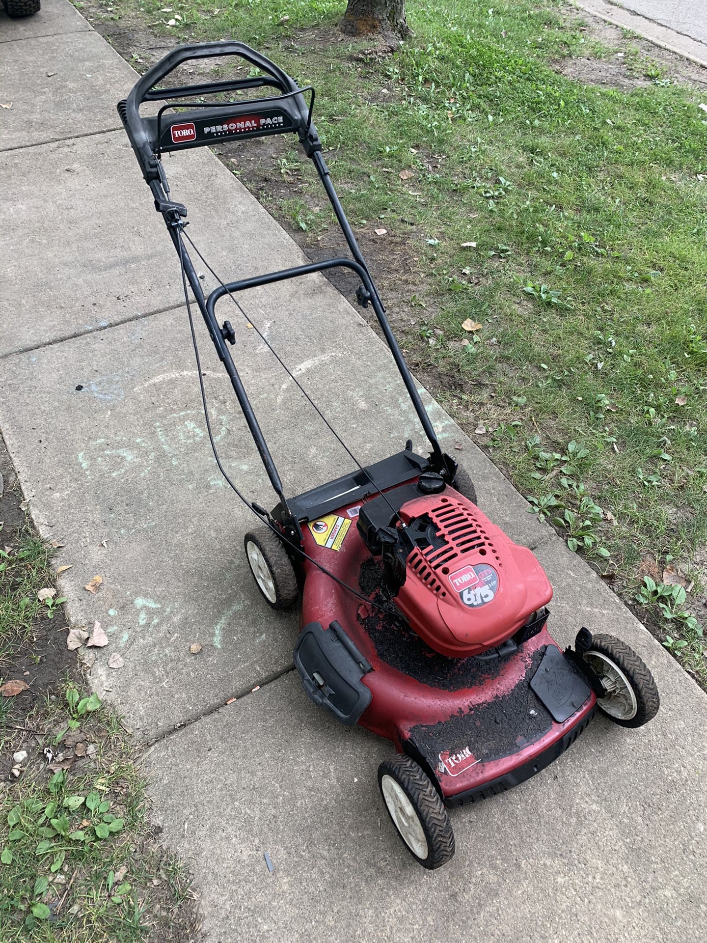 Toro recycler personal pace self propelled lawn mower FOR PARTS OR REPAIR. Engine starts on starting fluid, then dies. Personal pace handle also does
