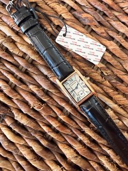 Sanda Tank-Style Watch with Leather Strap