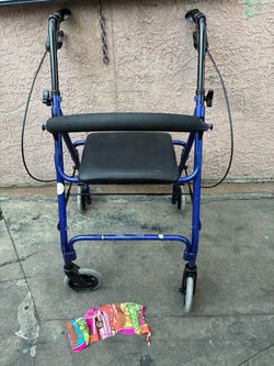 Blue 4-Wheel Rollator Walker with Seat