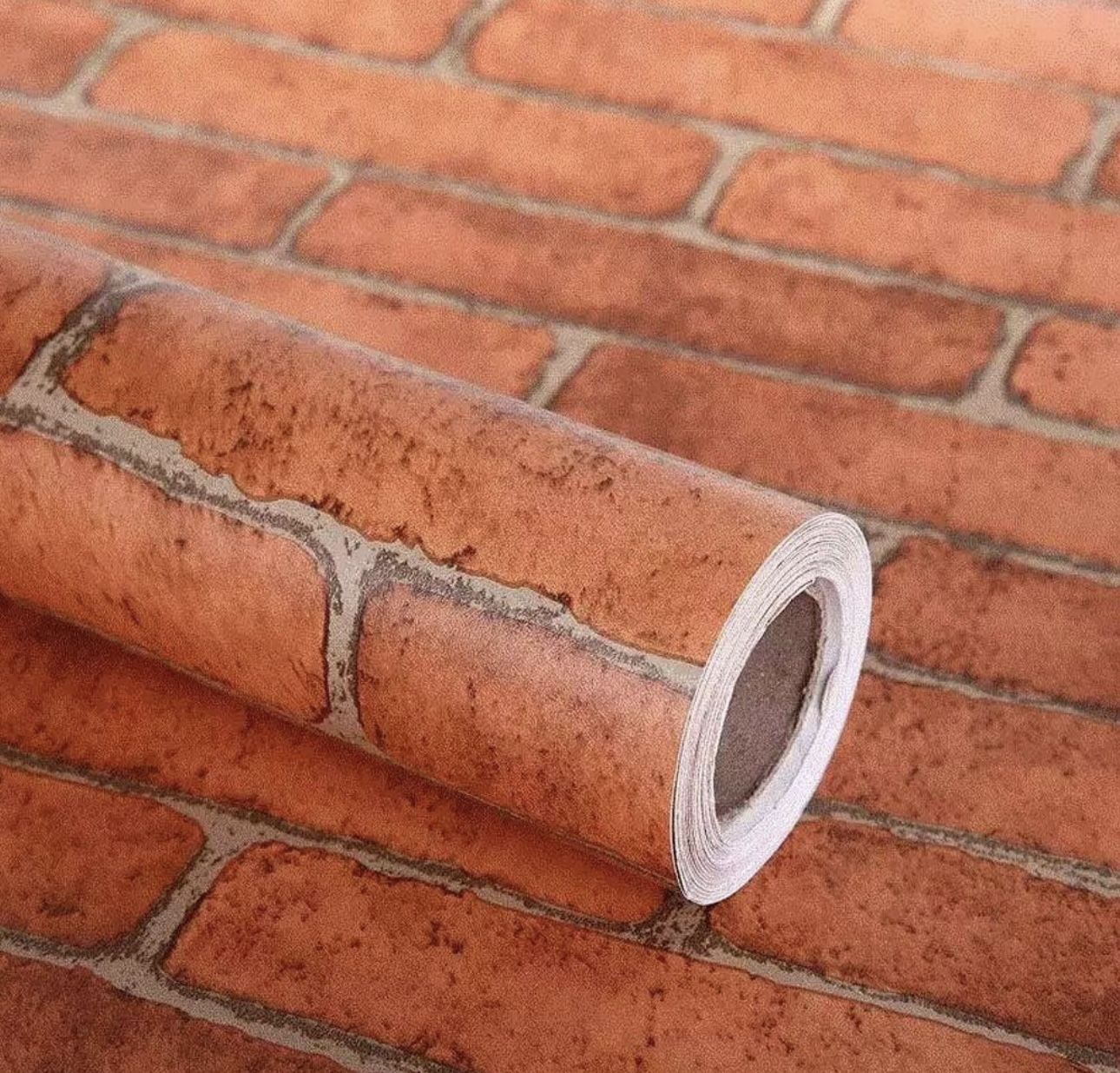 17.71" X 118" Decorative Wallpaper Self-Adhesive Wall Paper Red Brick Printed Stick Paper Easy to Apply Peel and Stick