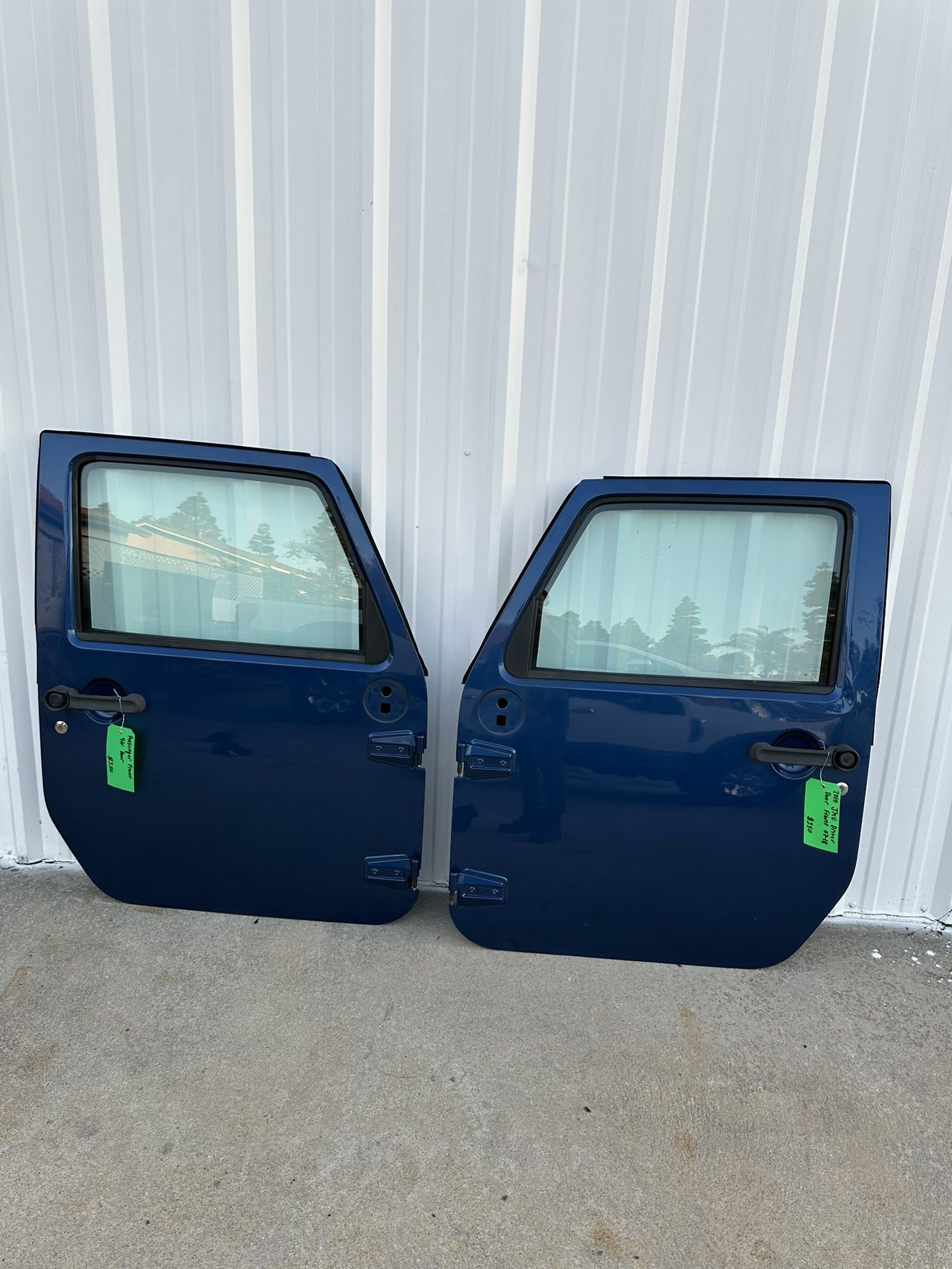 Jeep Wrangler Jk Oem Front Doors Blue Roll Up Windows 07-10