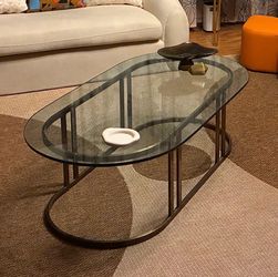 Glass and brass coffee table