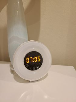 Alarm Clock With Radio FM and Rain Sound, Colorful Lights