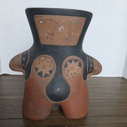 Mexican folk art pottery figure  Terracotta Vintage Pot