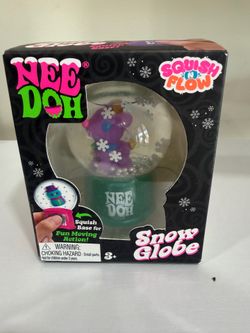 Nee Doh Squish N' Flow Snow Globe Tactile Squeeze Toy, Green/Purple Reindeer