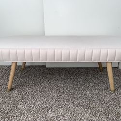 Light Pink Pleated Bench