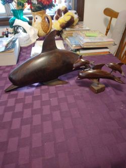 Carved Wooden Dolphins
