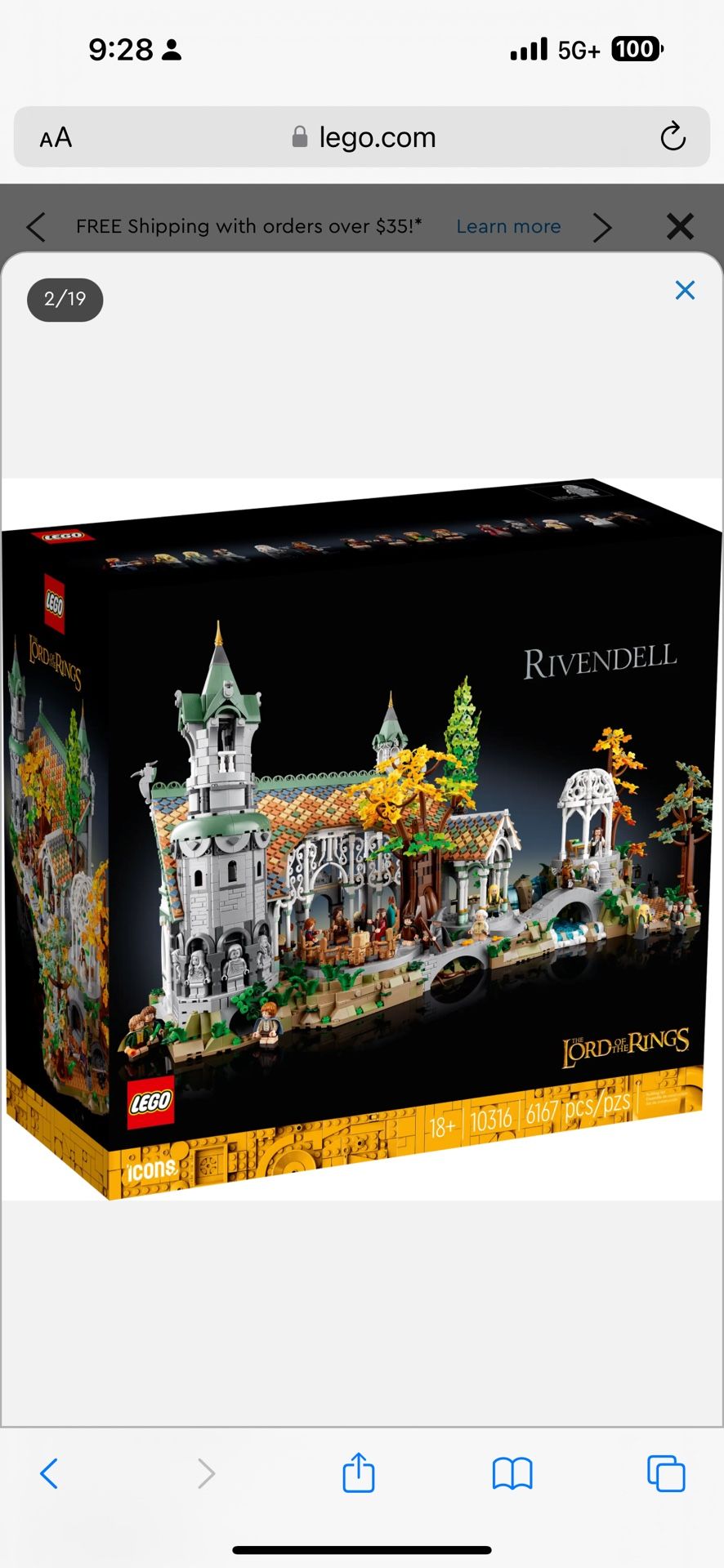 LEGO 10316 THE LORD OF THE RINGS: RIVENDELL. Brand new