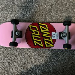 Santa Cruz Classic Dot 7.5 Pink Micro Skateboard Complete 