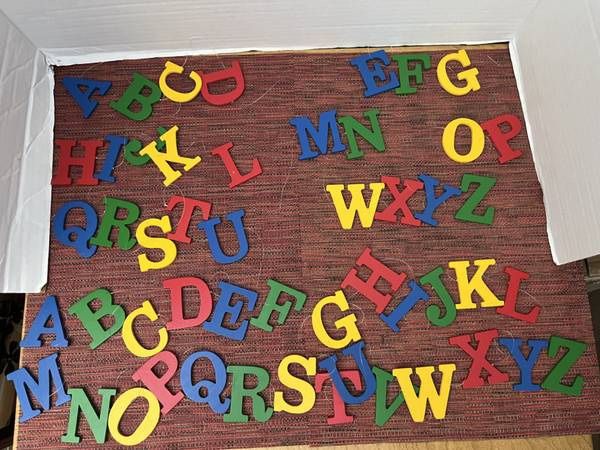 Vintage 1980's Wood Cutout Alphabet Christmas Tree Garland - 2 Sets