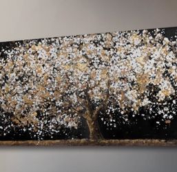 24x48 Gold Tree Art