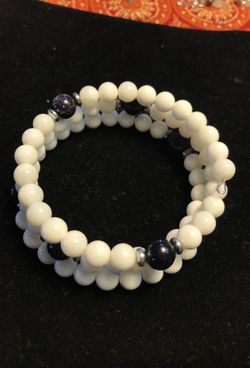White turquoise and blue sand stone bracelet