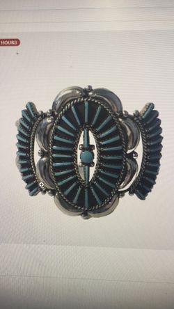 VINTAGE AUTHENTIC SIGNED JV NAVAJO TURQUOISE BRACELET BANGLE