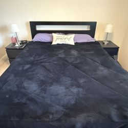 Queen Size Bed, Mattress, Box, Frame, And Night Stands 