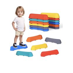 Stepping Stones for Kids,12Pcs Non-Slip Plastic Balance Beam for Kids, Kids Fitness Equipment Promotes Balance Coordination Skills Obstacle Courses Se
