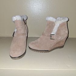 Beige Winter Wedge Booties