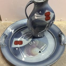 james brooke pottery Stunning rare set of handmade 15” centerpiece and Pitcher