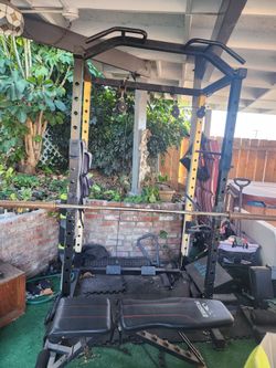 Home Gym Power Rack w/ Pull-Up Bar, Cable System & Bench – $500