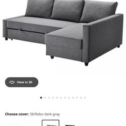 FRIHETEN Sleeper sectional,3 seat w/storage, Skiftebo dark gray