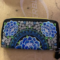 Large Size Wallet Embroidered. Brand New. Has A Wristlet 