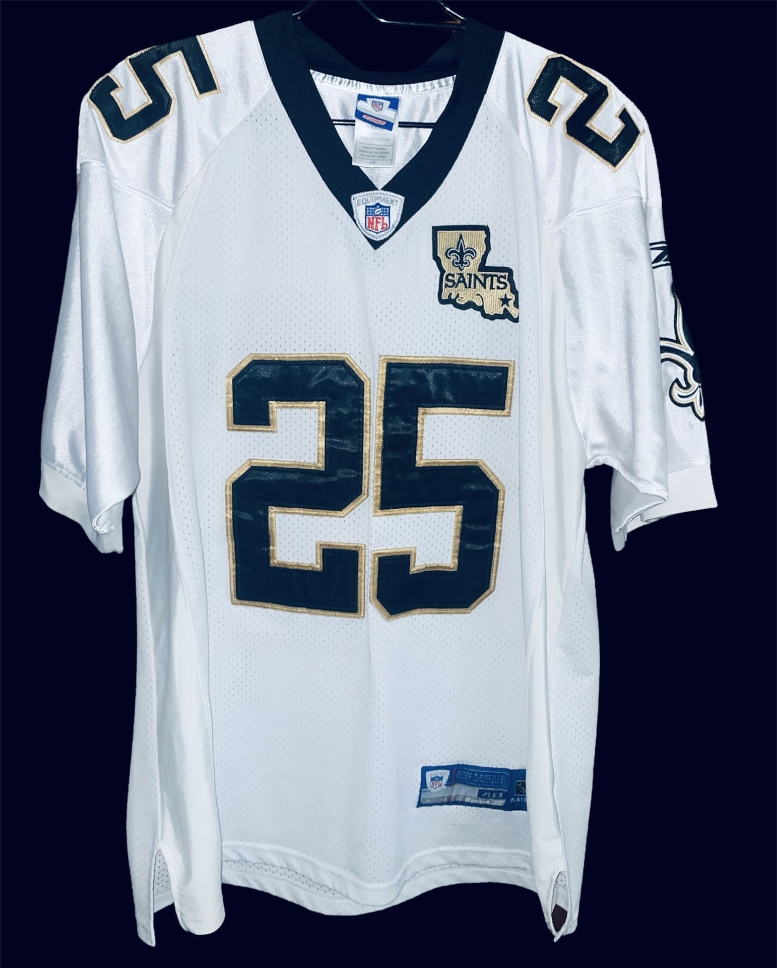New Orleans Saints Reggie Bush NFL Reebok Authentic Jersey Size 48 White & Gold