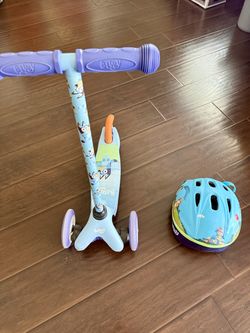 Bluey scooter and helmet