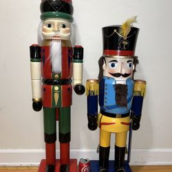 Huge 42" (17lbs 12oz) & 34” (18lbs 9oz) Wooden Nutcrackers 
