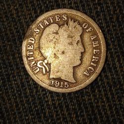 1915 Real Silver Barber Dime Rare!!