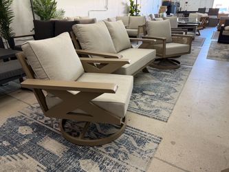 Loveseat 2 Aluminum Swivel Chairs Outdoor Patio Furniture *New*