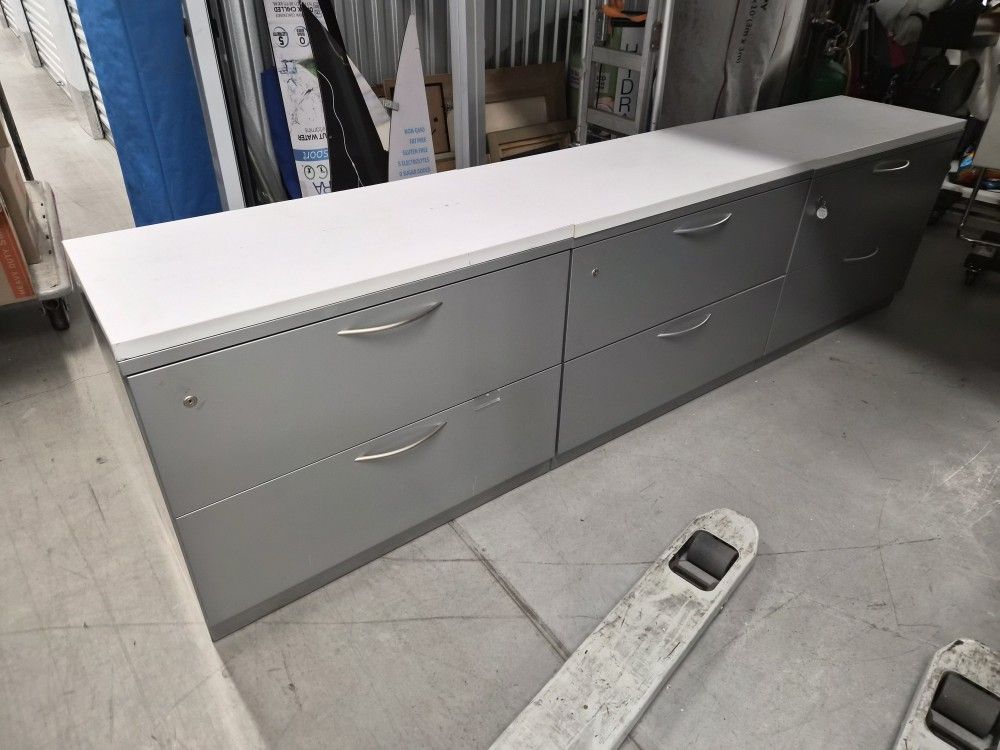 Steelcase Lateral Filing Cabinets – Set of 3 w/ White Tops – $275 Total