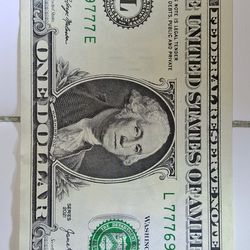 $1 bill w/Fancy Serial #: Trinary + Chunky BookEnds