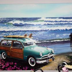 Beach painting canvas