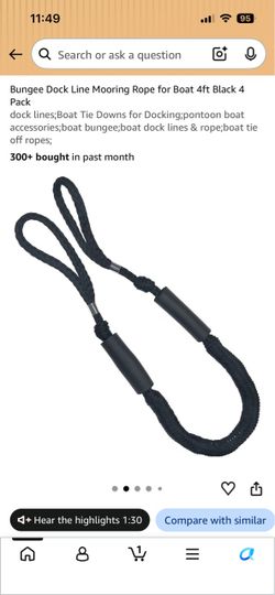 Bungee dock line for boat