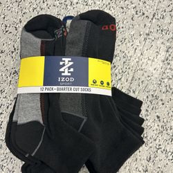 NWT IZOD Men’s Quarter Cut Socks 12 Pairs 