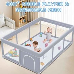 Xvishx 74 x 50 Inch Baby Playpen, grey
