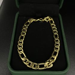 14k Yellow Gold Plated Figaro Link,Yellow Gold Bracelet,Figaro Link Bracelet,Unisex Gold Bracelet,Unisex Figaro Link Bracelet,Mens Figaro Bracelet