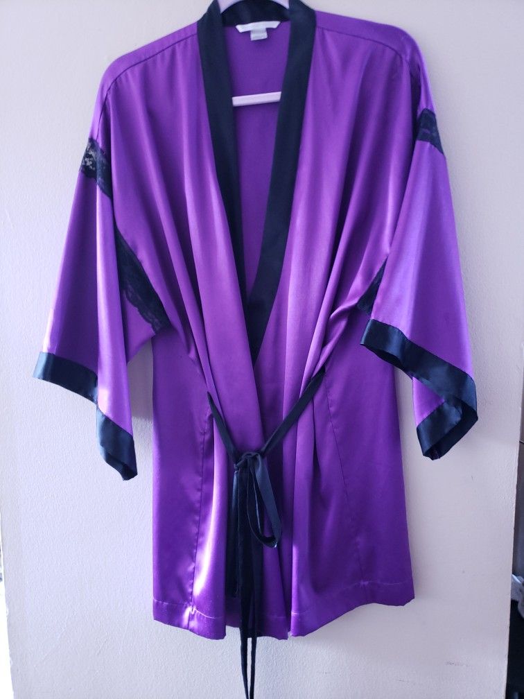 Victoria's Secret Vintage Kimono Style Satin And Lace Robe Size Extra Small ●see description below●