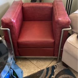 RED ( Hotel Vintage ) Leather Chair (27 Inches By 27 Inches ) 