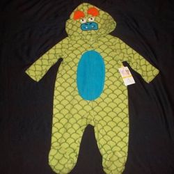 NWT 3-6M & 6-9M Baby Boys or Girls Fleece Dragon Monster Snowsuit