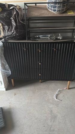 Credenza Black Credenza, Gold Handles
