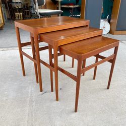 ICONIC Vintage Hans J. Wegner AT-40 Teak Nesting Tables | Danish Modern