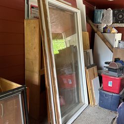 Two Matching Wood Frame Windows