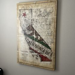 Big Canvas  Map ART of CA-unique